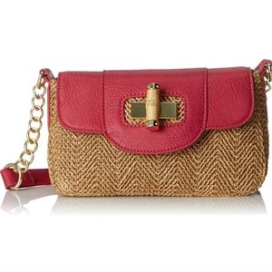 Olivia and Joy Janice Shoulder Bag Tan Straw/Fushcia